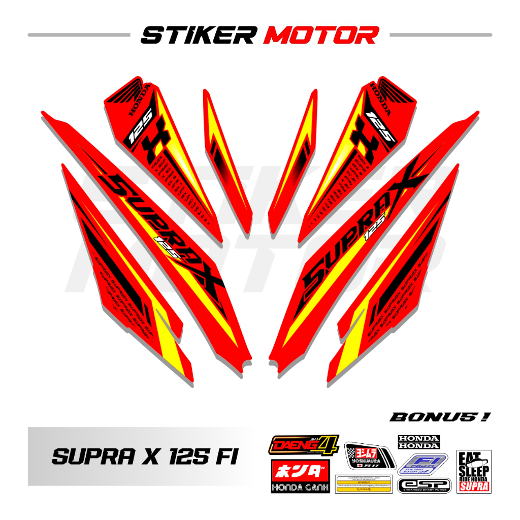 SP50 Striping Stiker Supra X 125 Fi Variasi Simpel Garis Sticker Motor Honda Supra X 125 New Injeksi