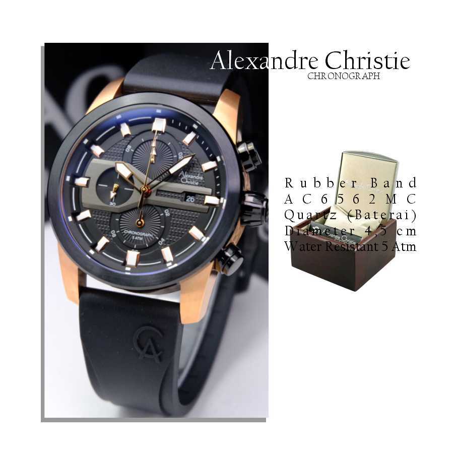 Alexandre Christie original jam tangan pria branded AC 6524 ori rubber band garansi resmi 1 tahun