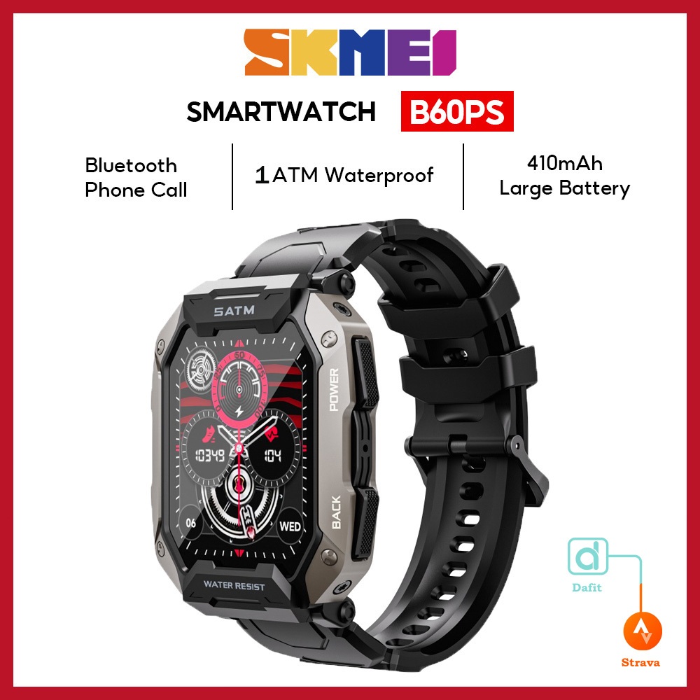 Skmei B60Plus Jam Smartwatch Anti Air  Jam Pintar Pria 1.81inch Full Touchscreen Jam Tangan Pria Sim