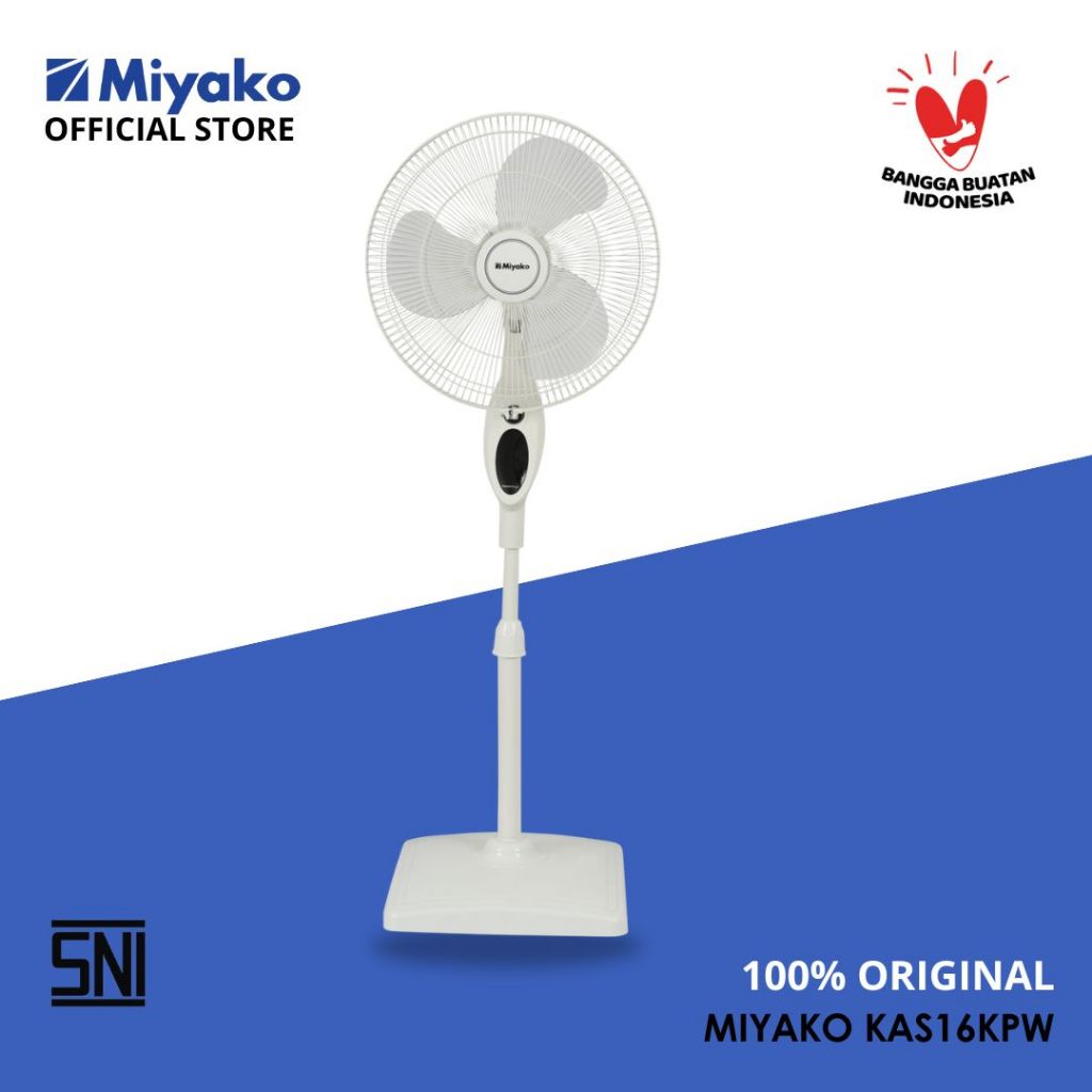 Kipas Angin Miyako KAS16KPW – 2IN1 Kipas berdiri dan Meja - Stand Fan & Desk fan - 16 inch - 60 Watt