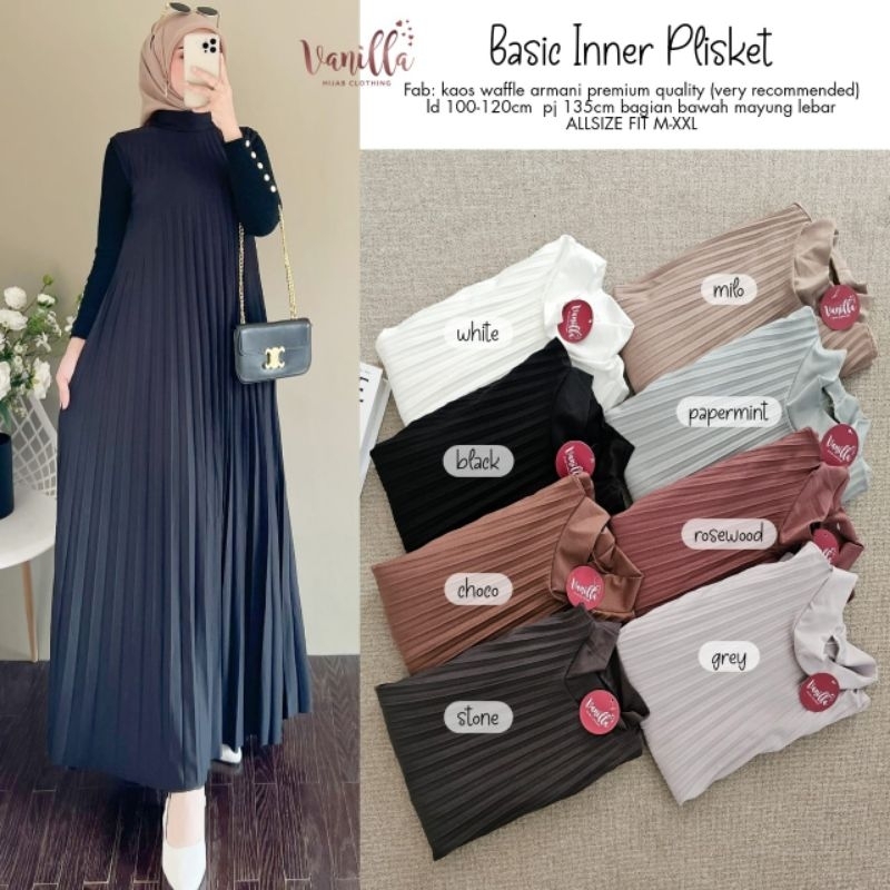 Vanilla Hijab Clothing - Basic Plain Inner Plisket / Inner Wanita Kaos Waffle Plisket Tanpa Lengan