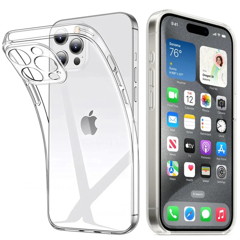 CRYSTAL Clear Soft Case iPhone 11 12 13 14 15 16 PRO MAX X XR XS Max 7 8 Plus SE 2 3 Casing TPU Sili
