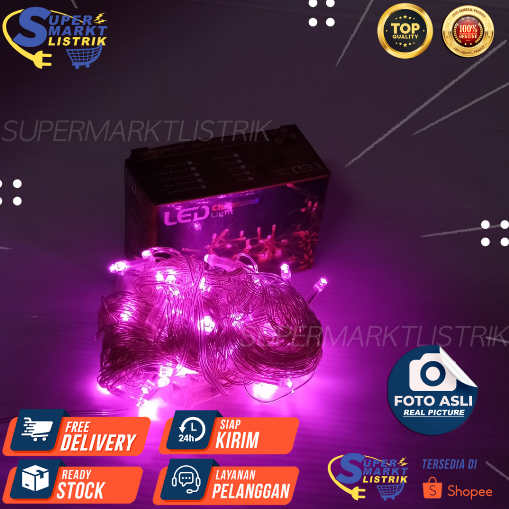 LED Christmas Light PINK Lampu Natal Lampu Kelap Kelip Lampu Hias Taman