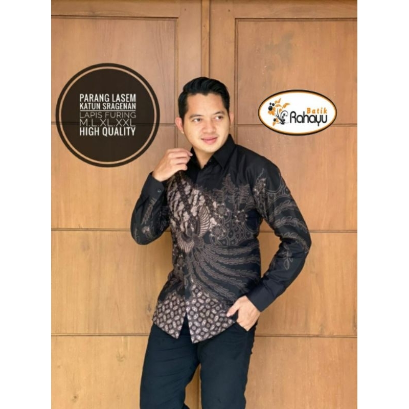 Lasem Hem Kemeja Batik Pria Lengan Panjang Katun Sragenan By Sri rama
