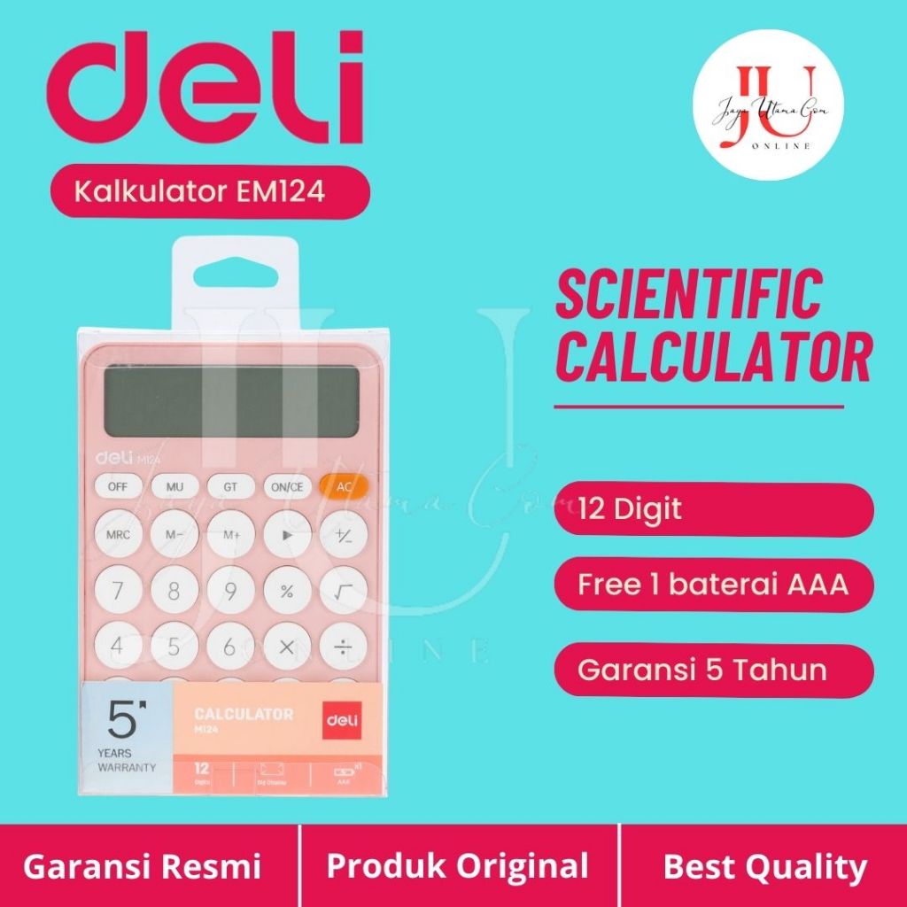 

Deli EM124 Portable Kalkulator Pastel Pink / Green Original