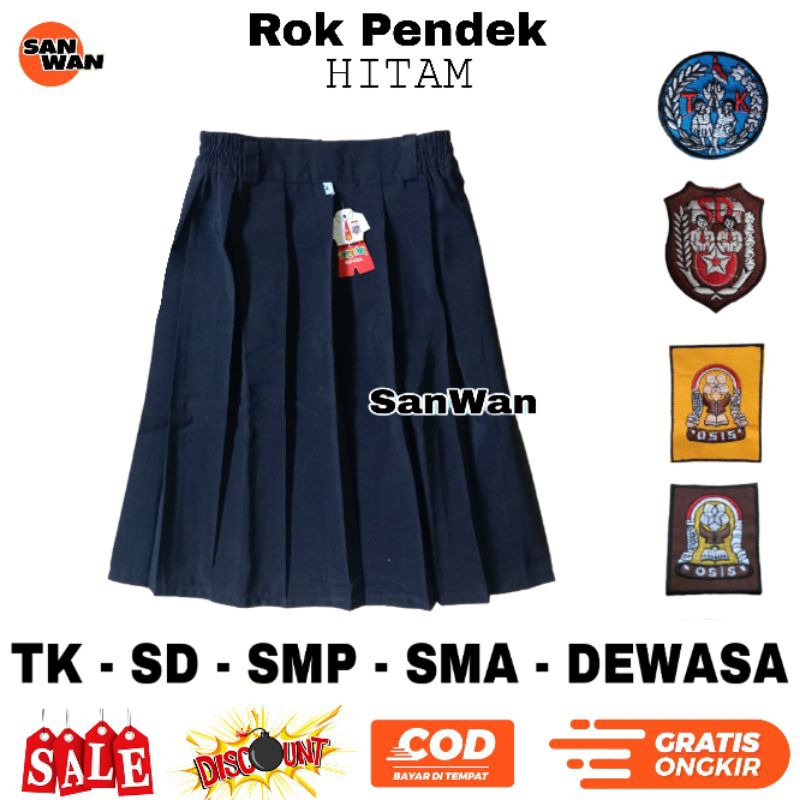 Rok Pendek Hitam Sekolah TK PAUD SD SMP SMA Rok Warna Hitam Putih