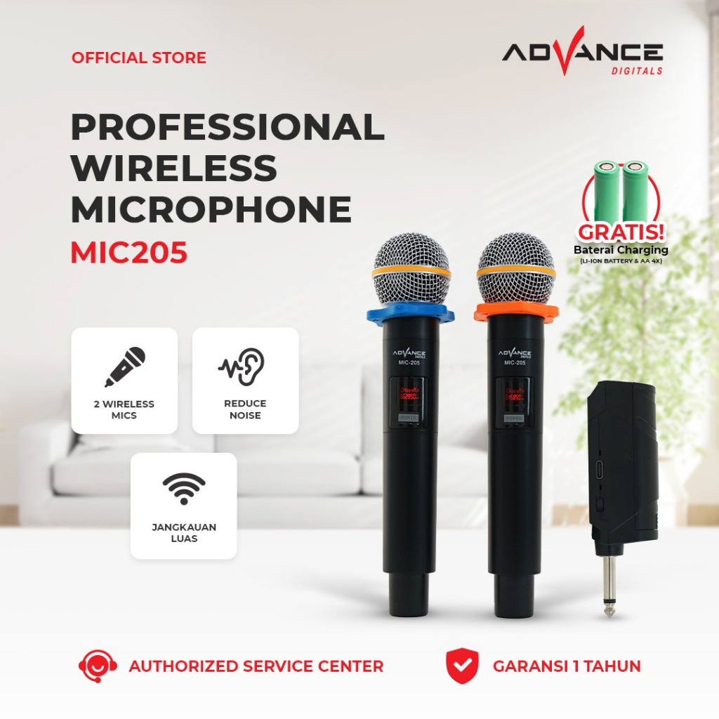 RM Advance Mic205 Dual Microphone Wireless Anti Noise Garansi Resmi 1 Tahun