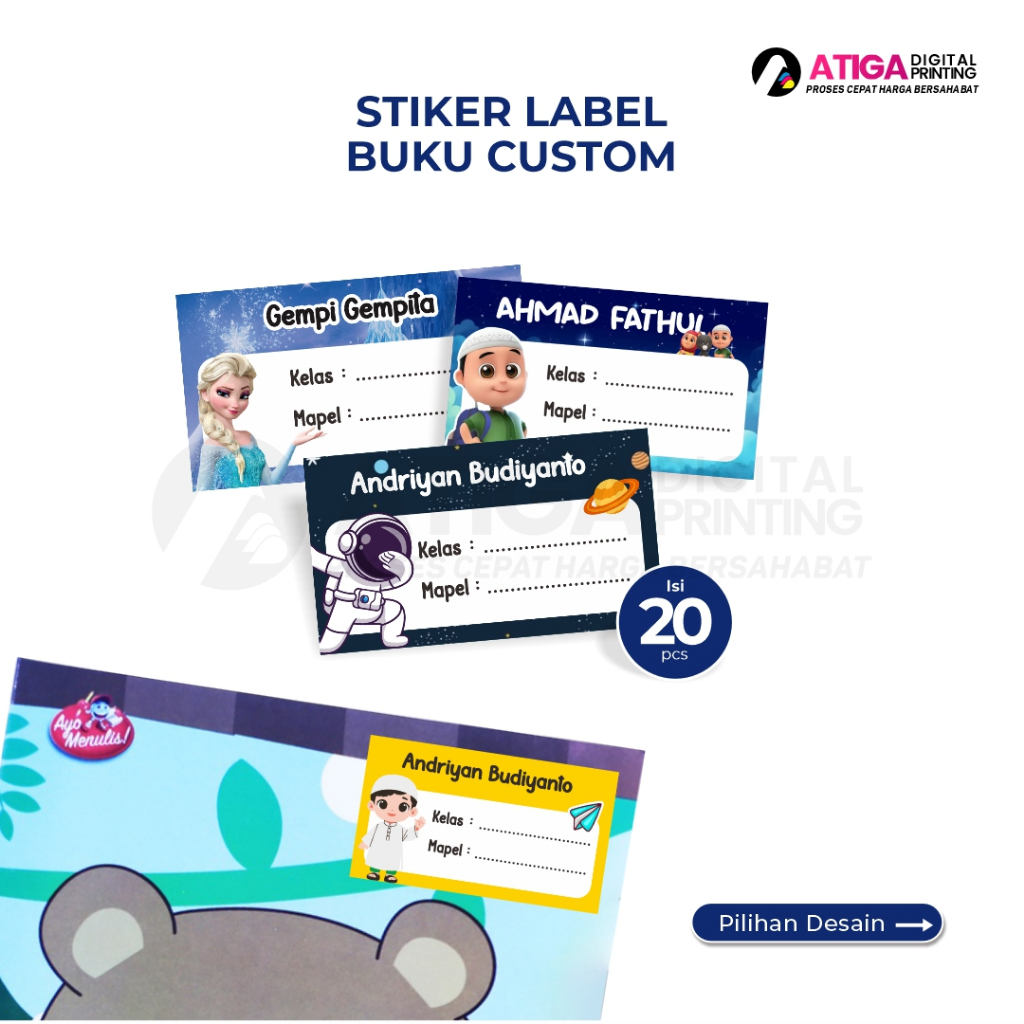

Sticker Label Nama Buku / Stiker Buku Pelajaran Sekolah Anak Custom