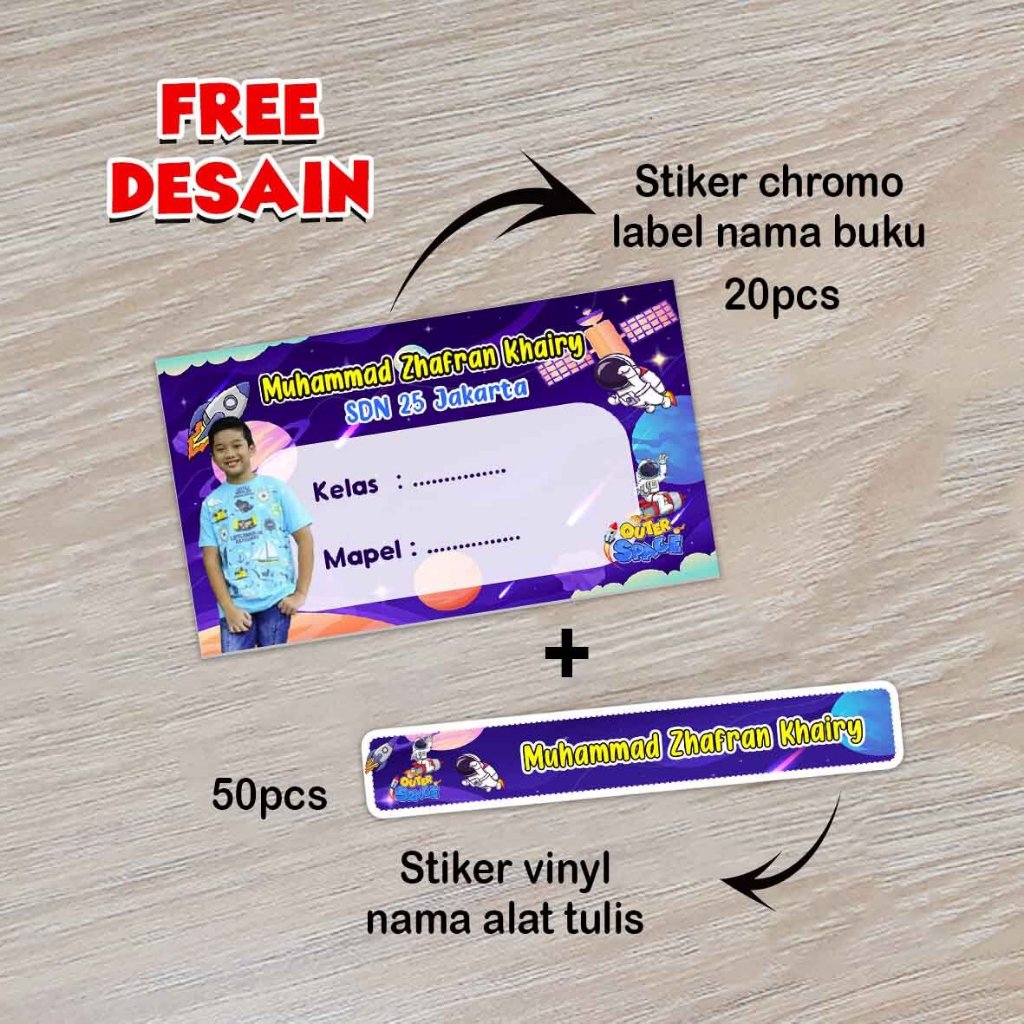 

Stiker Label Buku Pelajaran + stiker nama alat tulis Custom Free Desain