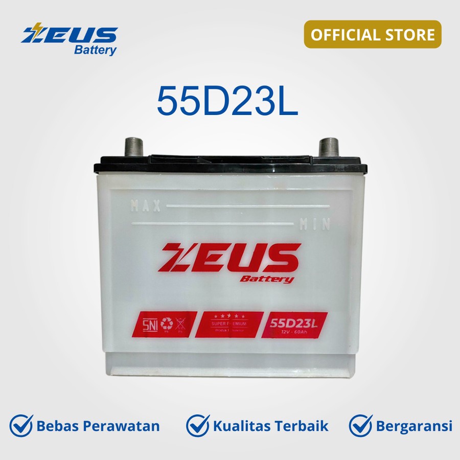 Aki Mobil Toyota Alpard, Fortuner Bensin, Camry, Innova Bensin 55D23L Zeus Aki Basah 12v 60Ah