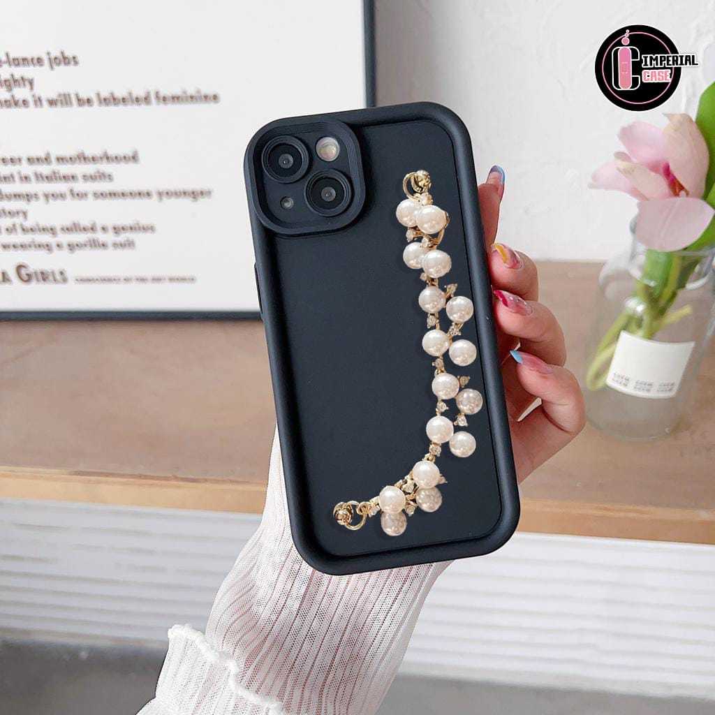 GC95 CASE CASING SILIKON MATTE ROSE PEARL CHAIN GRIP - CASING HP COMPATIBLE FOR XIAOMI REDMI 13 NOTE