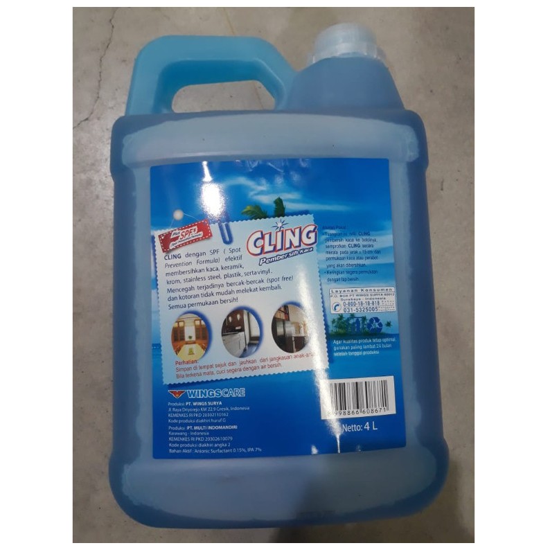 Cling Pembersih Kaca Biru Jerigen 4 L