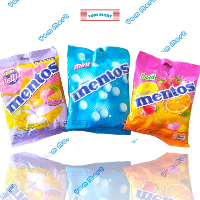 

MENTOS MONO MINT, FRUIT, FRUIT DELIGHT 135G, SODA KICK 121G| MENTOS PERMEN BUTIR