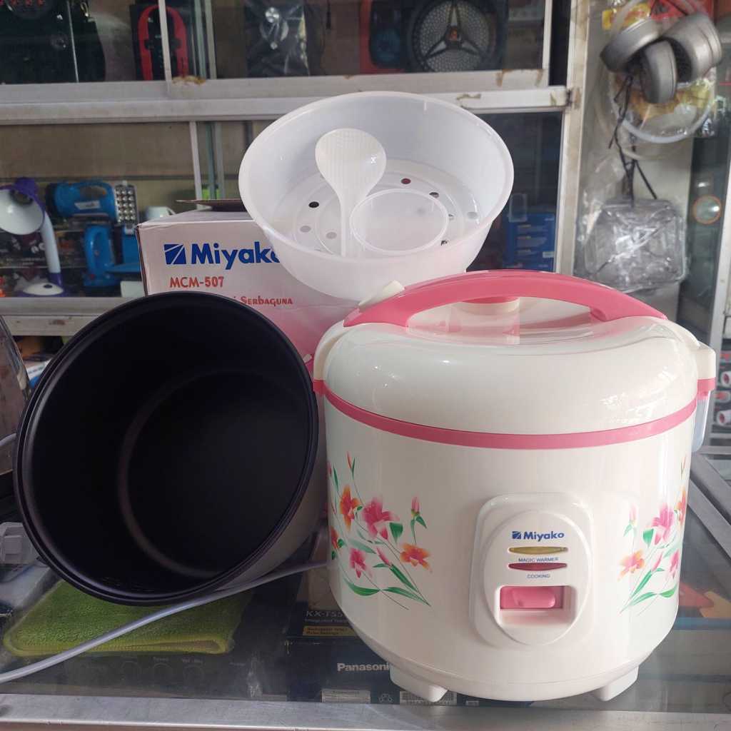 Rice Cooker MIYAKO MCM-507 / Magic Com 3 in 1 Putih Pink 1.8 Liter 1.5 kg Penanak Nasi MCM 507