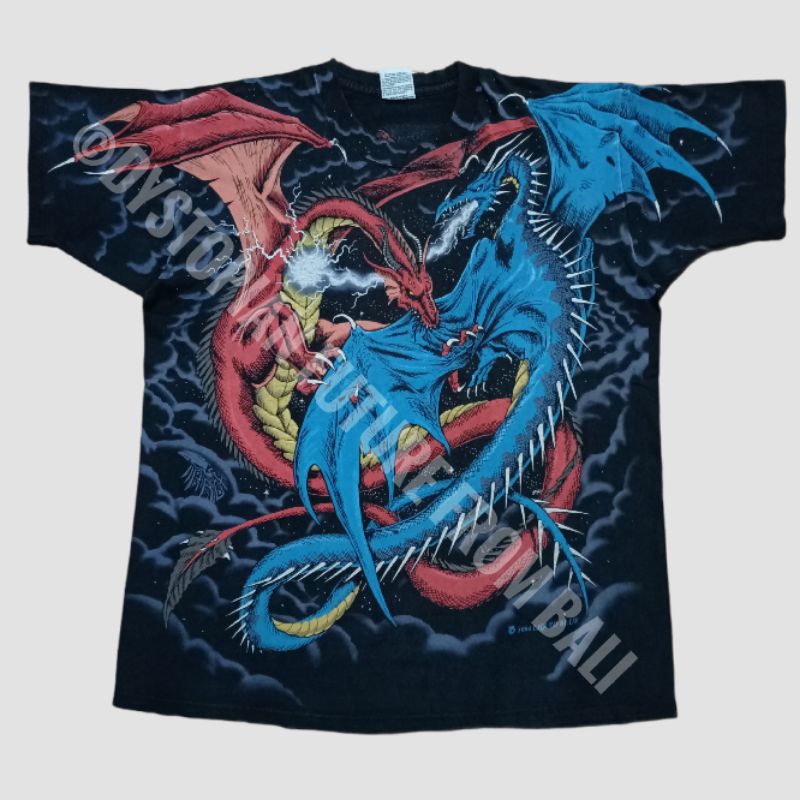Vintage 1994 T-shirt Liquid Blue - Dυєlling Drαgσns All Over Print (AOP) Full Print