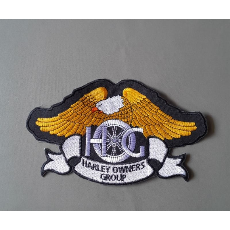 PATCH BORDIR EMBLEM HARLEY DAVIDSON BESAR /UKURAN 23X18 CM MANTAP NON ABS ORDER SESUWAY WARNA BAHAN 