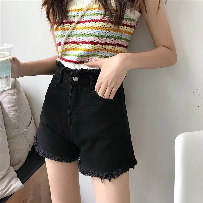 HOHO_HWANG Celana Jeans (PK67) Wanita Gaya Boyfriend Korea Nyaman Pendek Jeans Adem Terbaru Highwais