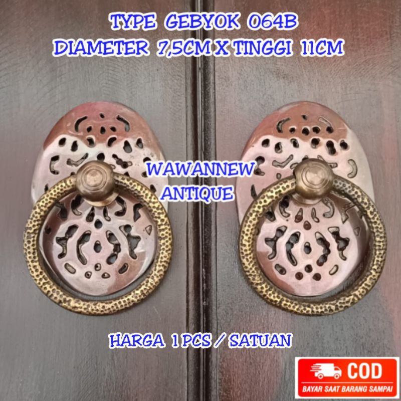 Handle Pintu / Tarikan Pintu Rumah Pagar Kuningan Antik Gebyok 064B 11 cm