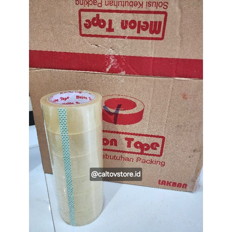 

CALTOV Lakban / Isolasi Murah MELON TAPE Bening 90yard 45mm | 1Slop 6Roll | SUPER LENGKET & TAHAN LAMA