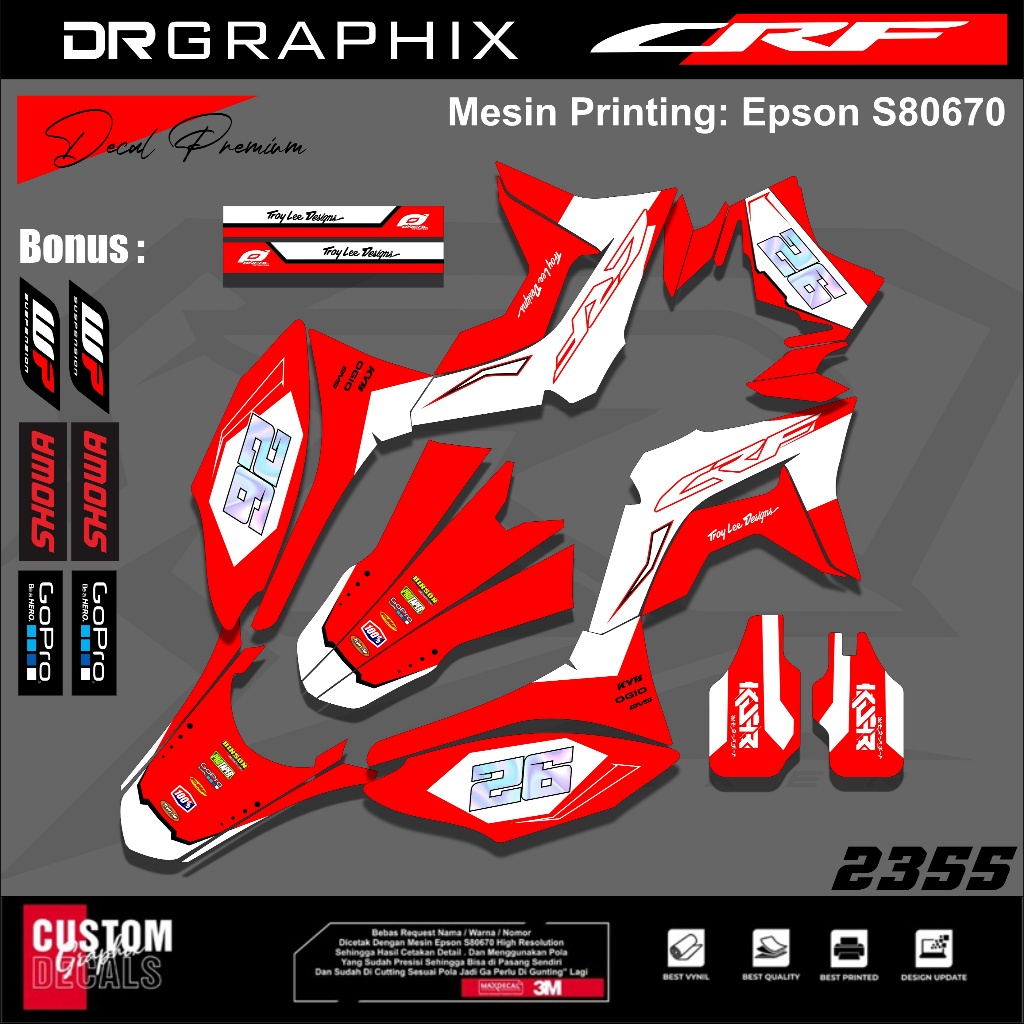 Stiker Honda Cocok Untuk Motor Crf Warna Hitam. Stiker Honda Crf Merah Putih