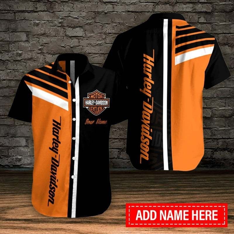KEMEJA PRIA HARLEY DAVIDSON BLACK ORANGE