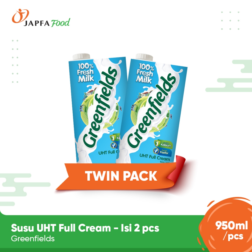 

Greenfields Susu UHT Full Cream 950ml - Twinpack - 100% Fresh Milk dari Greenfields Farm