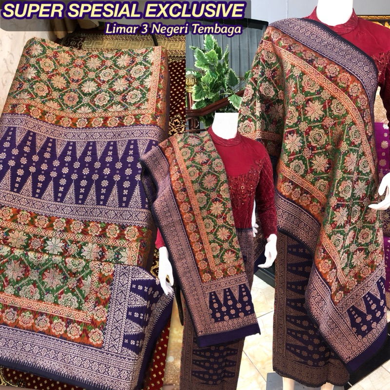 SUPER SPESIAL EXCLUSIVE Songket Tembaga limar 3 Negeri ORI/ coklat / Songket tenun palembang asli te