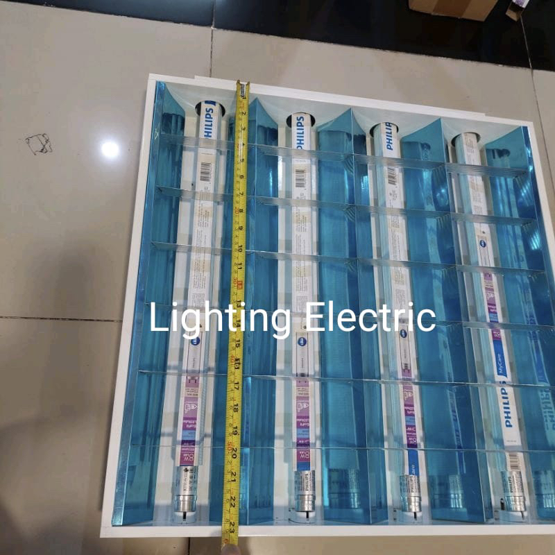 rumah lampu / Kap lampu rm konde 4x18w set komplit tl LED Philips 8 Watt Putih