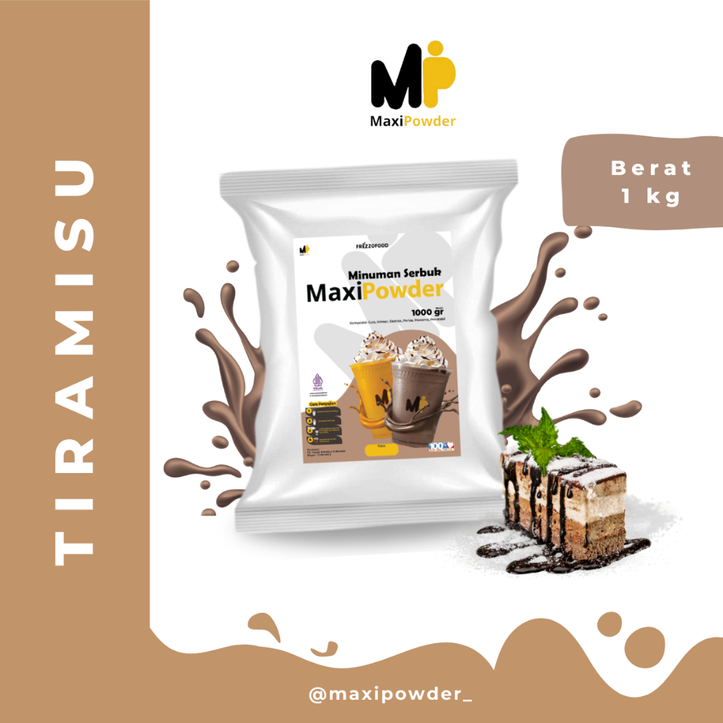 

Bubuk Minuman Rasa Tiramissu 1kg / Minuman Kekinian Rasa Tiramissu / MaxiPowder