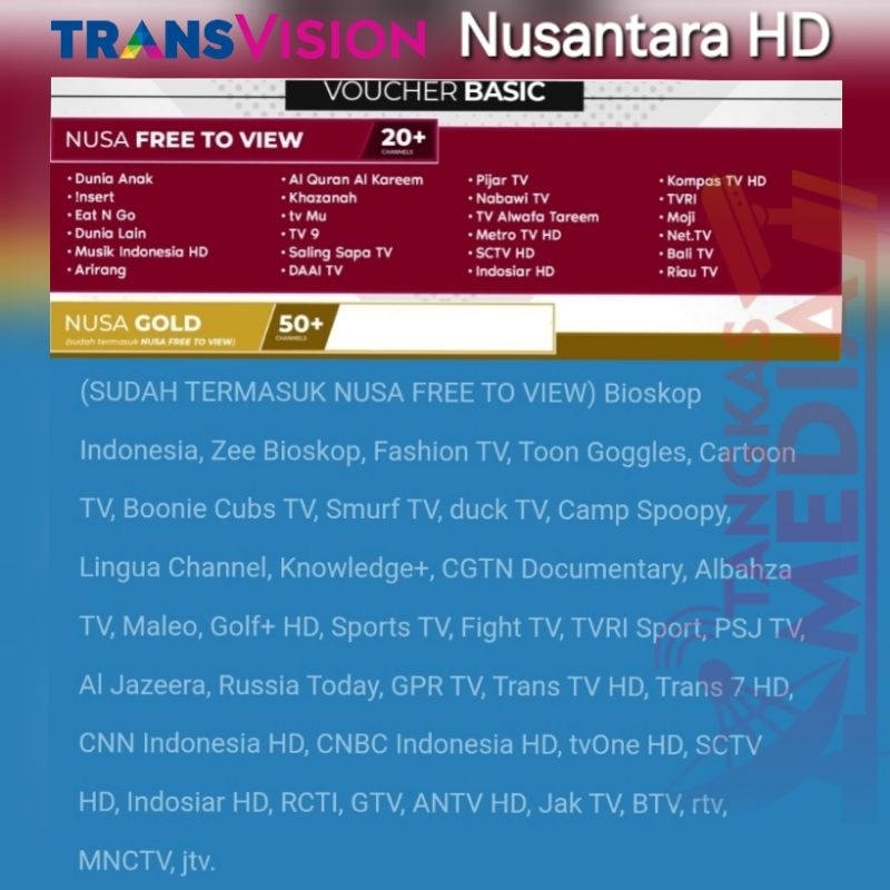 Paket Basic Gold Tanaka Transvision  Nusantara HD