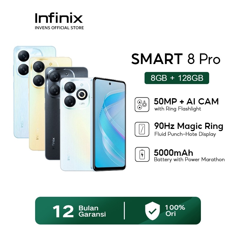 Infinix Smart 8 Pro 8/128GB - Up to 16GB Extended RAM - 6.6