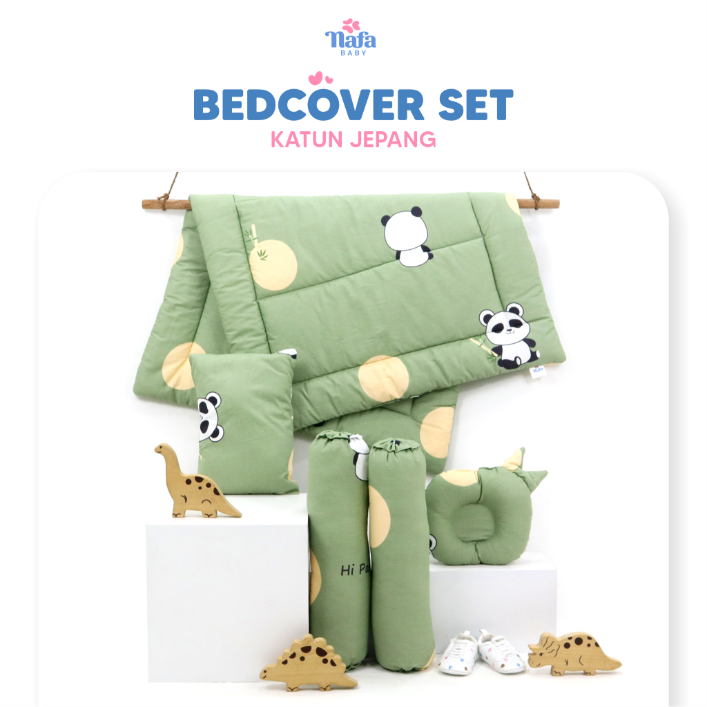 Bedcover bayi  | set bantal guling | motif dan polos | Katun Jepang