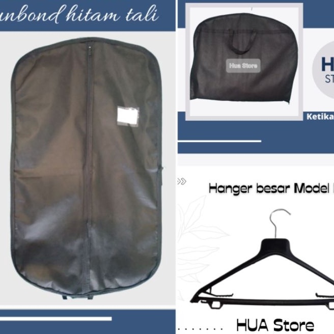Limit Cover Jas dan Hanger Jas  Cover Jas Spunbond hitam tali  Hanger B  sarung jas  hanger