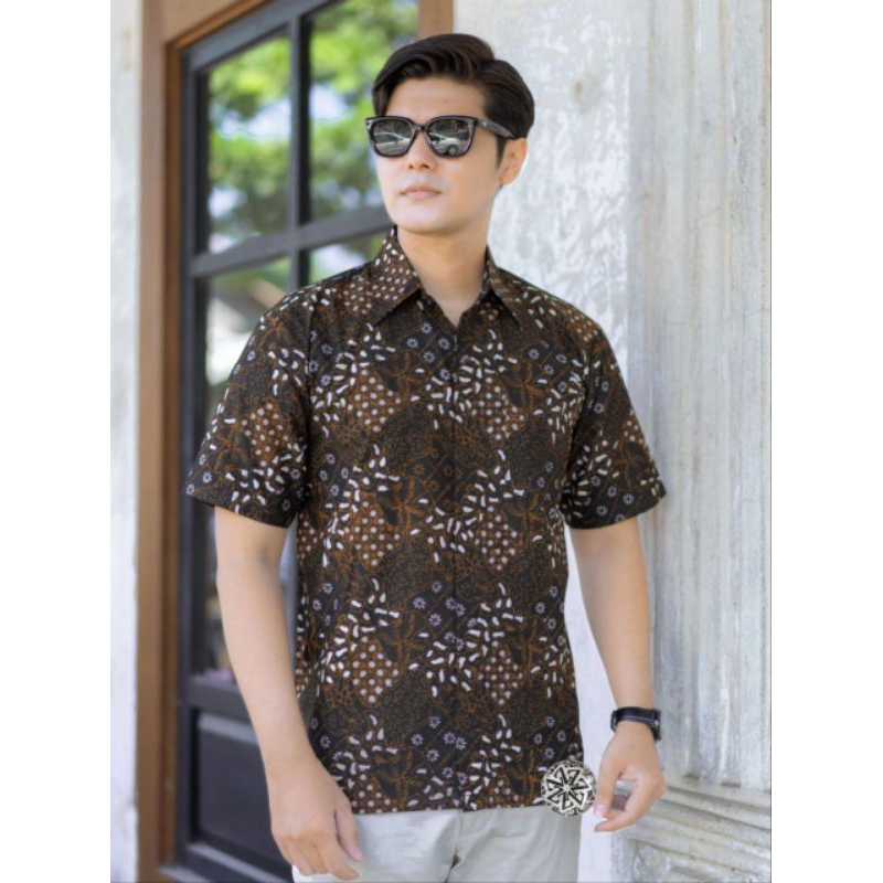 HEM BATIK BATIK PRIA BATIK LENGAN PENDEK BATIK CAP KOMBINASI TULIS