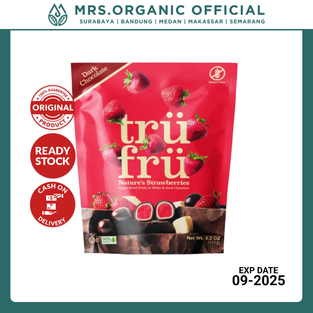 

Cemilan Buah Stroberi Lapis Krim Coklat Hitam Snack Cokelat Trufru Dark Chocolate Strawberries 119 gr