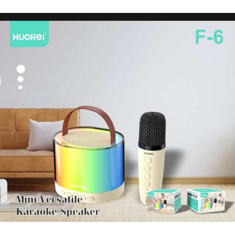 HUOREI F6 Versatile Karaoke Speaker Bluetooth LED With Microphone auto connect