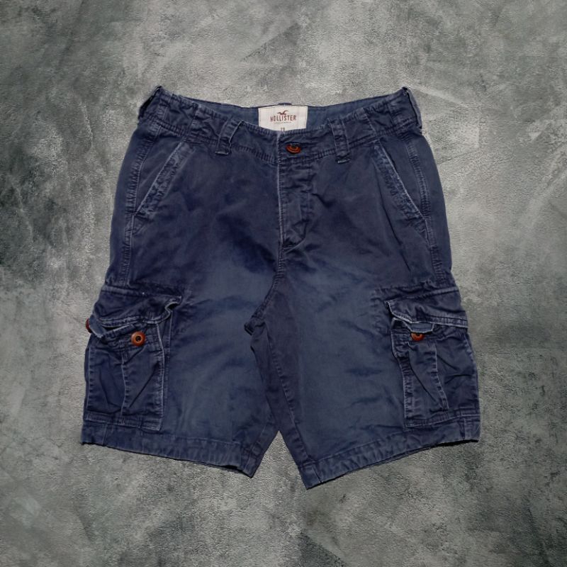 Celana pendek cargo pria Hollister navy