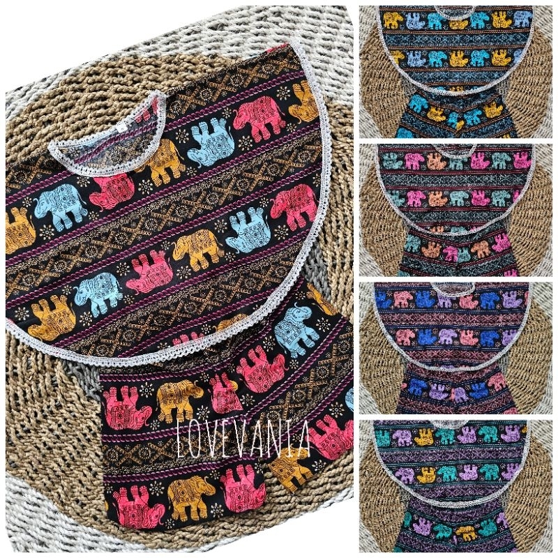 [PUSAT KULAKAN] SETELAN SAYAP LOWO RENDA BAJU BALI ANAK MOTIF GAJAH THAILAND