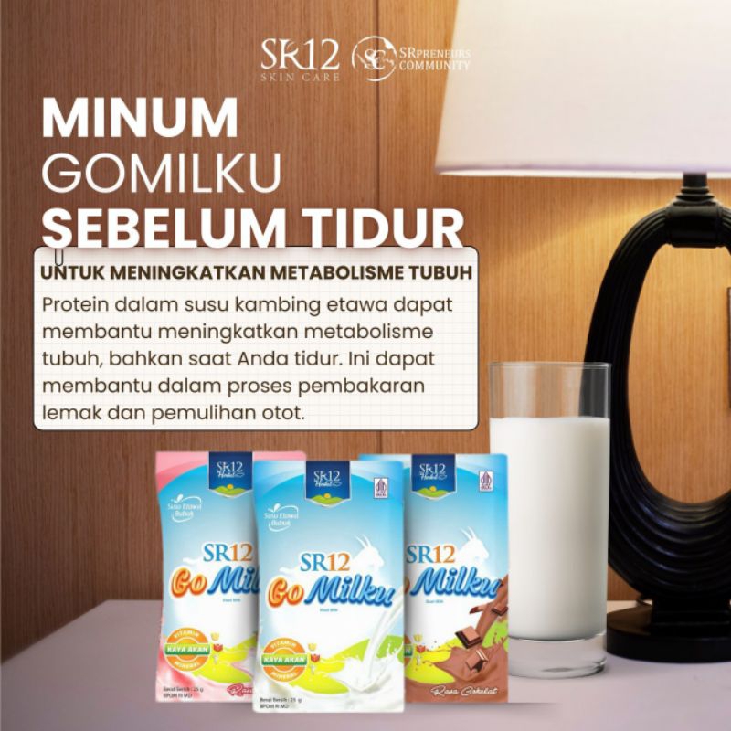 

GOMILKU SR12 / GOMILKU SACHET SR12 / SUSU KAMBING ETAWA SACHET / 10 SACHET