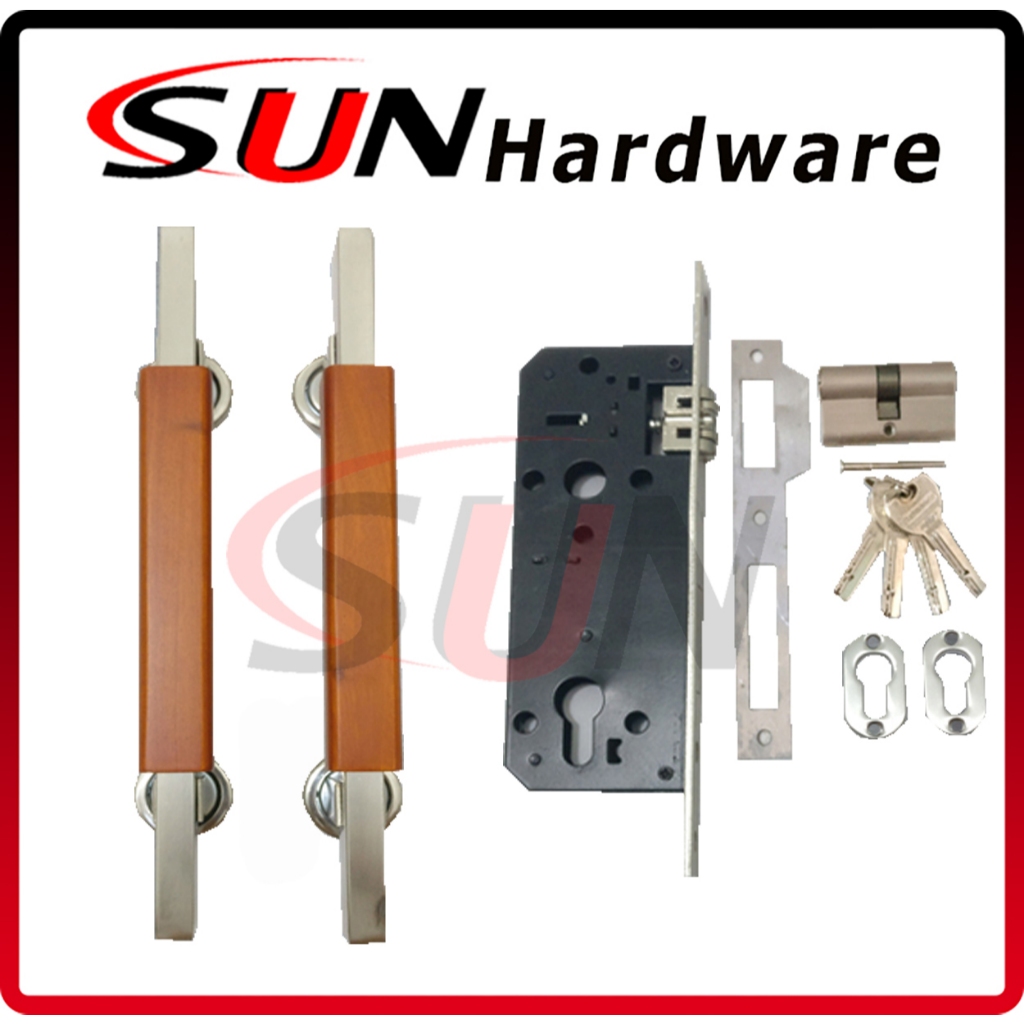 1 set Gagang Handle Tarikan Pintu Tarung Rumah Kotak Kayu Kuro Jati Persegi Handel Kupu Kupu Stainle
