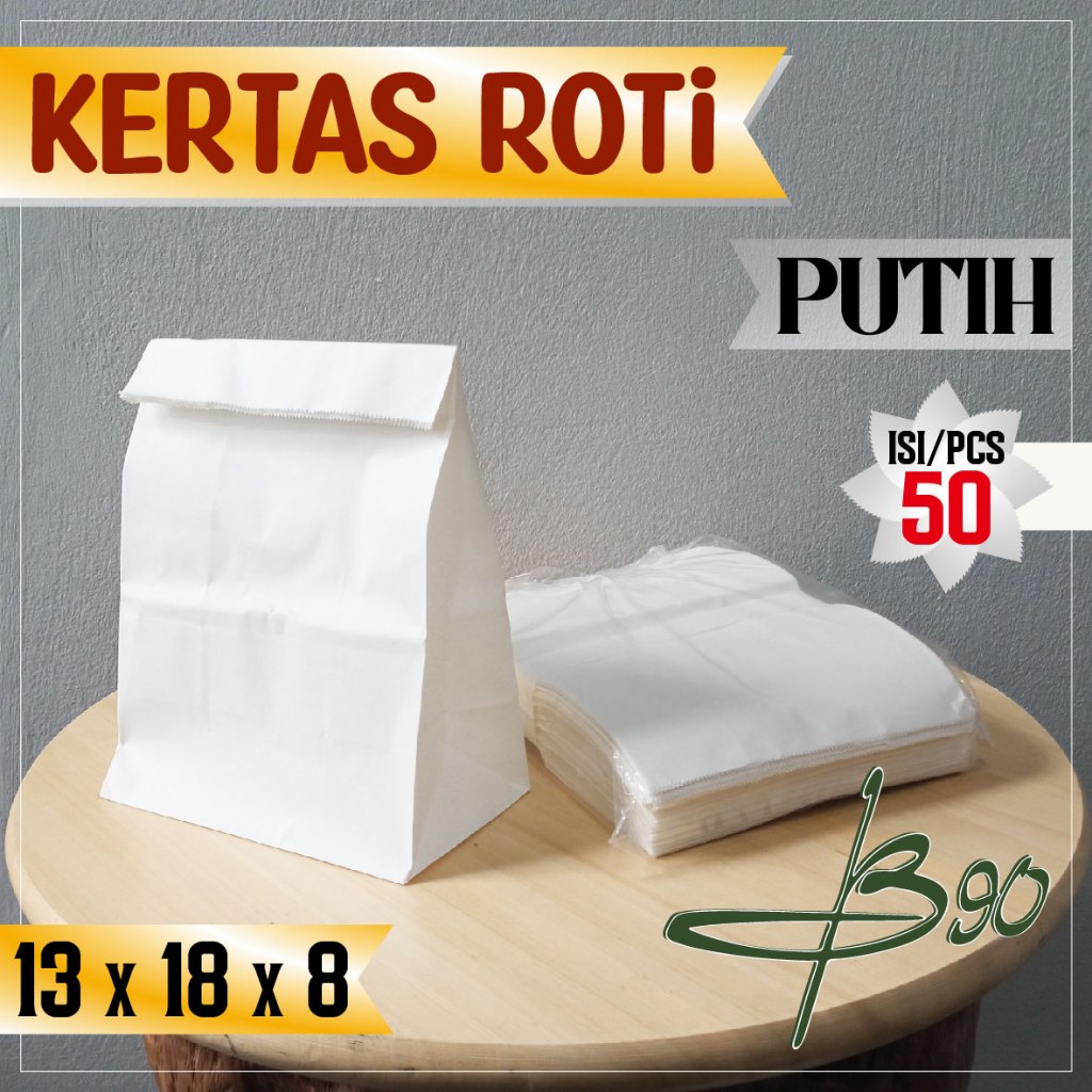 

Kantong Kertas Roti Putih/ Paper bag Putih 13x18x8 isi 50pcs Paper Bag Burger Fried Chicken / Snack