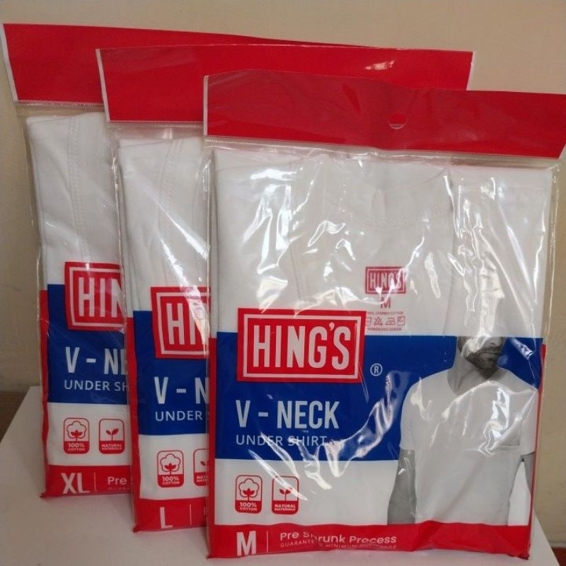 Kaos Oblong Hings Undershirt V Neck Putih