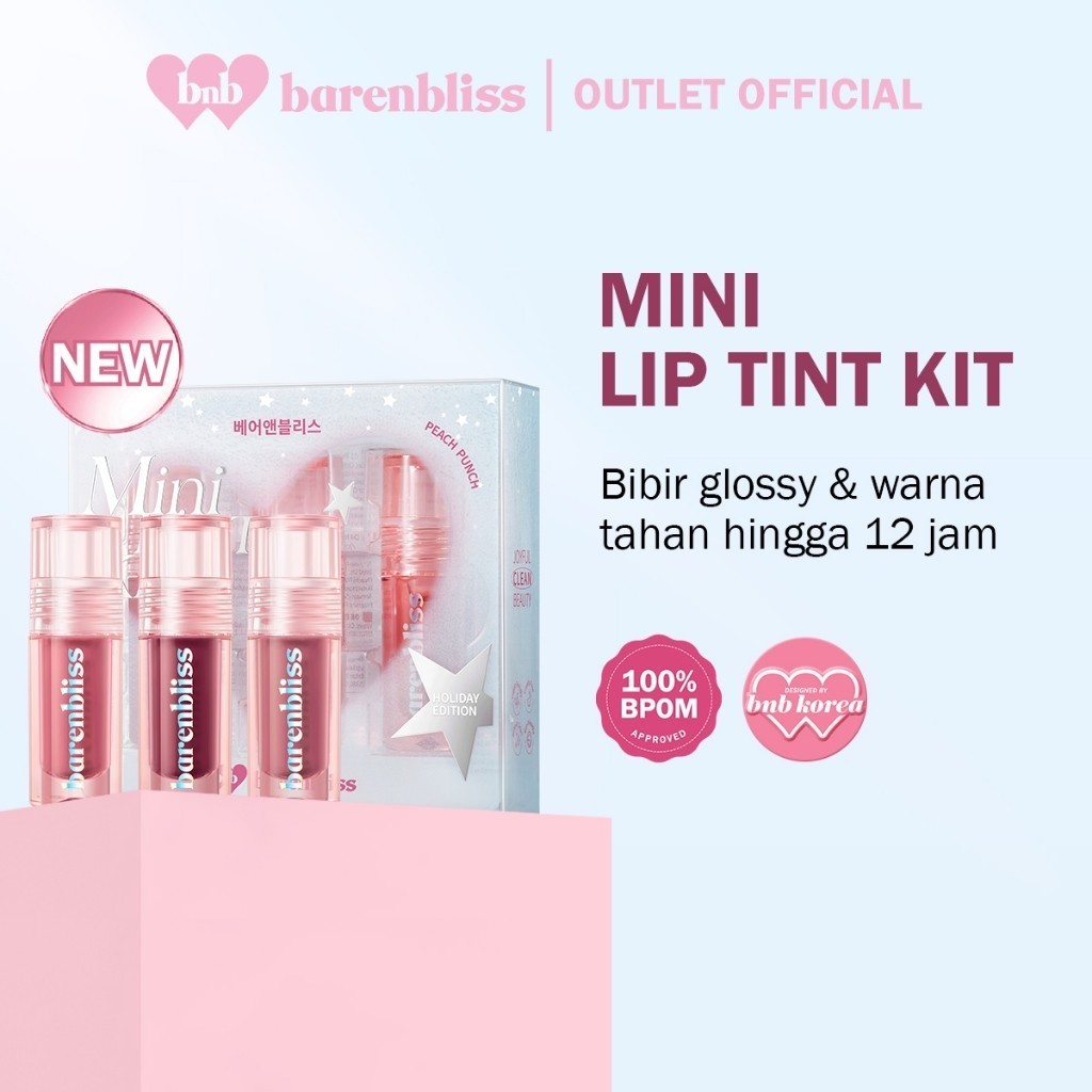 BNB Barenbliss Peach Punch Mini Lip Tint Kit 3 x 1,5 mL | Up to 12 Longlasting Stain