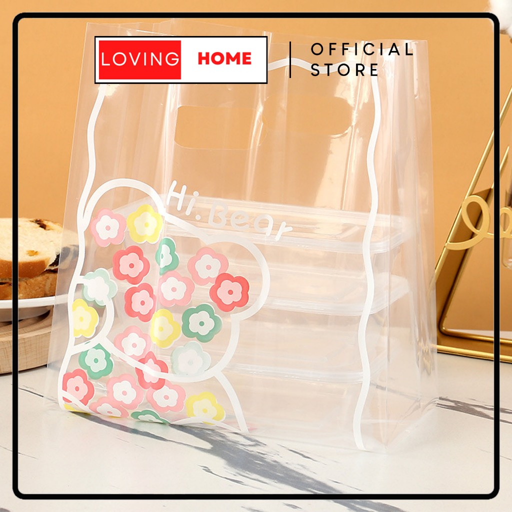 

LOVING HOME - Paper Bag Kantong Plastik JD Bear Transparant Gift Bag Lucu Kemasan Tebal Premium
