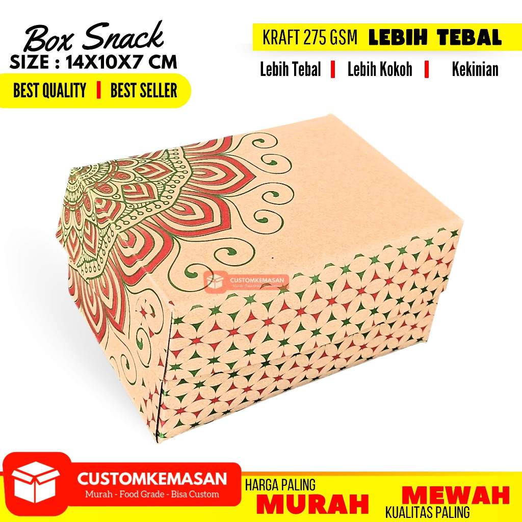 Diskon DUS SNACK 14X10X7 MOTIF / DUS KUE / DUS CEMILAN / BOX MAKANAN / KOTAK CEMILAN / BOX FRIED CHI