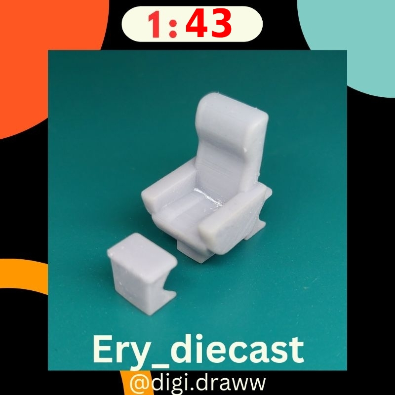 kursi / jok / single seat pesawat & bus miniatur bus skala 1:43 bahan resin