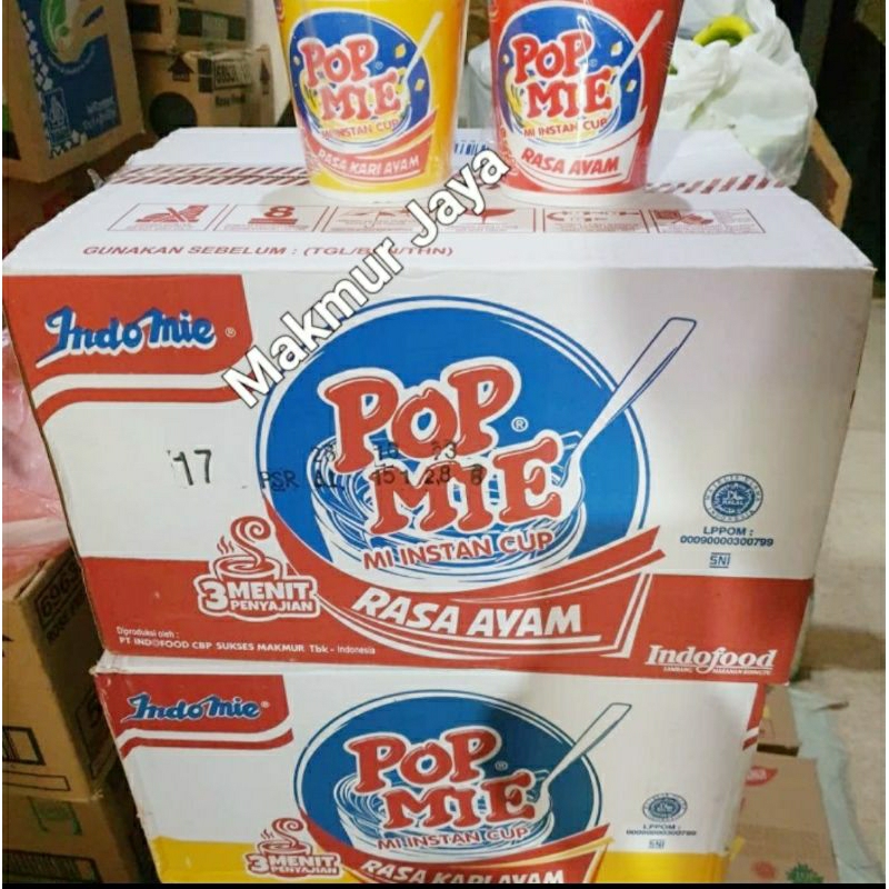 

POP MIE CUP / MIE KUAH CUP / RASA AYAM / KARI AYAM 75gr ( 1 Dus isi 24 )