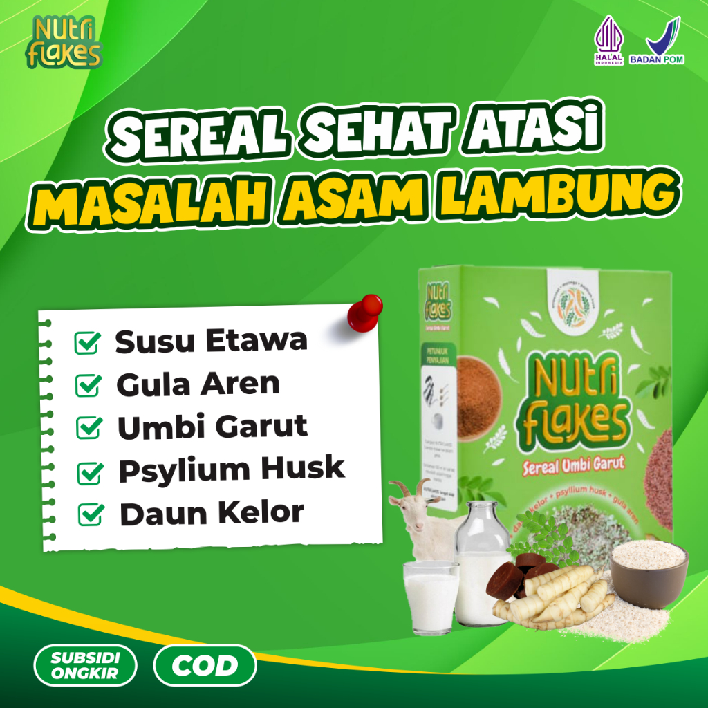

Nutriflakes Sereal Umbi Garut Solusi Atasi Masalah Lambung Maag Kronis Gerd Suplemen Makanan Diet