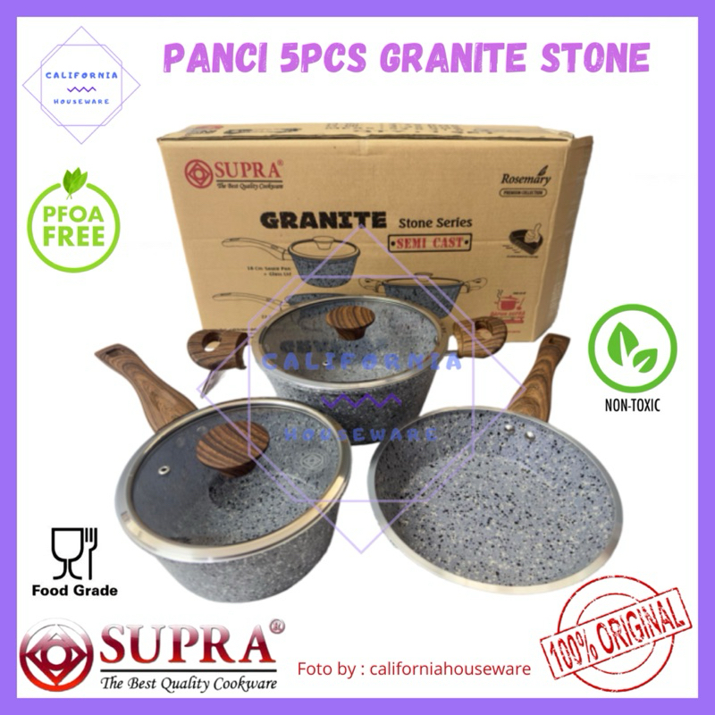 Panci SUPRA 5pcs Granite Stone Semicast / SUPRA Panci Granite 5pcs