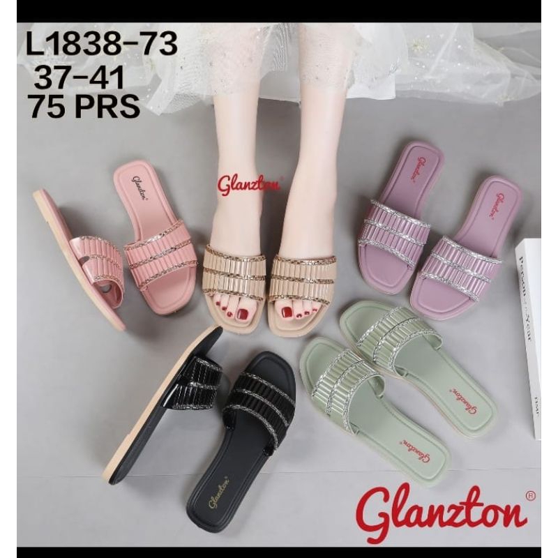 L1838 Sandal Selop Wanita Glitter Jelly Glanzton